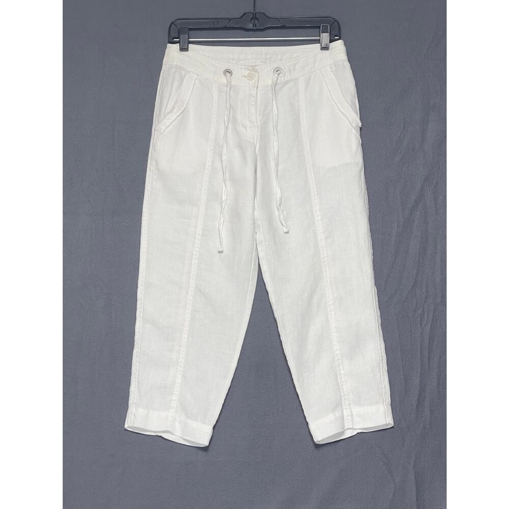 Tommy Bahama white linen-blend pants sz 0 coastal minimalist resort‎ casual